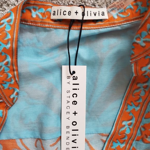 Alice + Olivia Orange and Blue Blouse - Picture 2 of 6